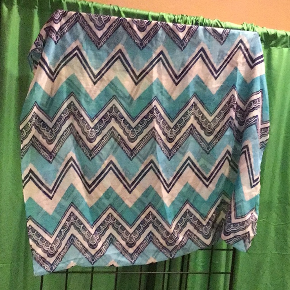 Blue and White chevron infinity scarf